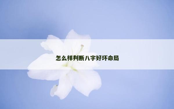 怎么样判断八字好坏命局